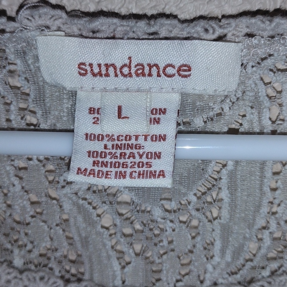 Cream Lace Embroidered Midi Sundance Dress L - Picture 4 of 6